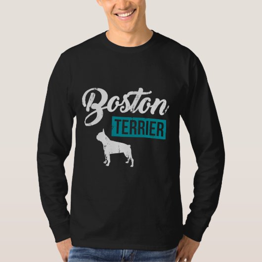 T-shirt Chien bot boisé en détresse de Boston Terrier (Devant)