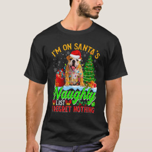 T-shirt Chien bouledogue anglais de Noël sur la liste des