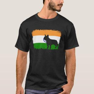T-shirt chien bouledogue français Inde drapeau indien fren