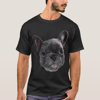 T-shirt Chien Bouledogue Français Noir (Charbon) sur Fond