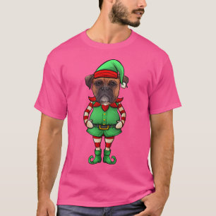 T-shirt Chien Boxer Elfe de Noël Drôle