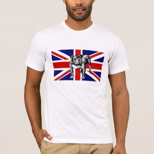 T-shirt Chien BRITANNIQUE de taureau de drapeau d'Union