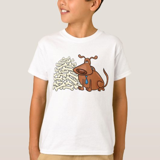 T-shirt Chien Brown avec Pile d'os Joli animal (Devant)