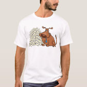 T-shirt Chien Brown avec Pile d'os Joli animal (Devant)