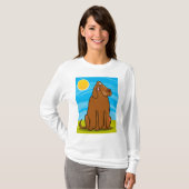 T-shirt Chien Brun Géant Drôle Assis au Soleil (Devant entier)