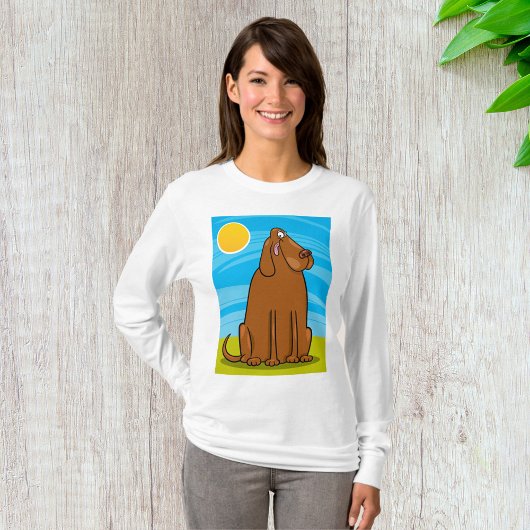 T-shirt Chien Brun Géant Drôle Assis au Soleil