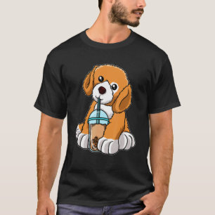 T-shirt Chien Bubble Thé Cute Animaux Avec Boba Tea
