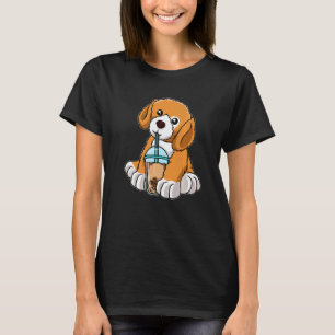 T-shirt Chien Bubble Thé Cute Animaux Avec Boba Tea