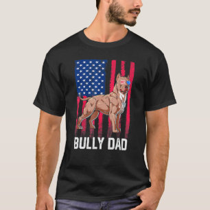 T-shirt Chien Bully Papa Drapeau Américain Patriotique Mer