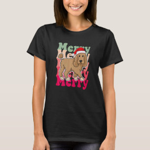 T-shirt Chien Caniche Chapeau de Noël de Père Noël Famille
