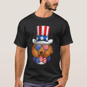 T-shirt Chien Caniche Drapeau Américain Hommes 4 Juillet P
