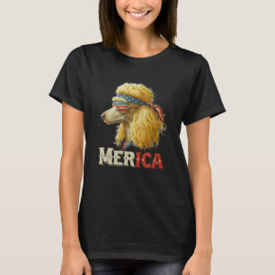 T-shirt Chien Caniche - Drapeau USA 4 juillet Américain Pa