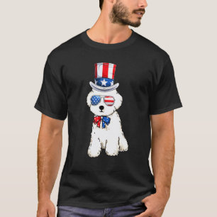 T-shirt Chien Caniche Patriotique Usa Drapeau Américain Ho