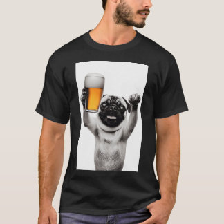 T-shirt Chien Carlin Buvant de la Bière, Humour de Bière D