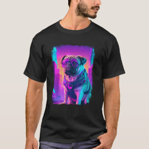 T-shirt Chien Carlin Cyber Vaporwave 80's Synthwave Retrow