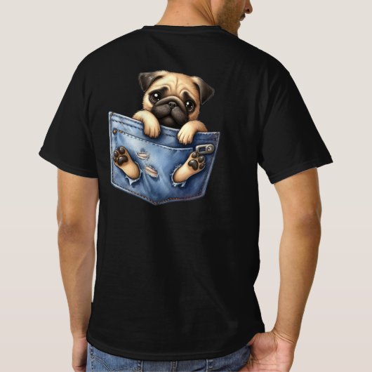 T-shirt Chien carlin Dans Une Poche (Dos)