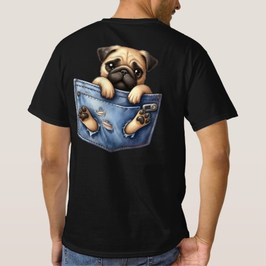 T-shirt Chien carlin Dans Une Poche (Dos)