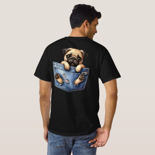 T-shirt Chien carlin Dans Une Poche (Dos entier)