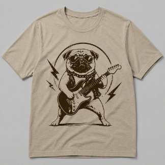 T-shirt Chien Carlin Heavy Metal Déchiquetant Guitare Élec