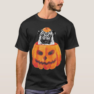 T-shirt Chien Carlin Joyeux Halloween Citrouille