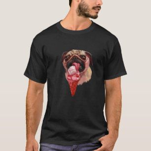 T-shirt Chien Carlin Mangeant de la Crème Glacée Mignon
