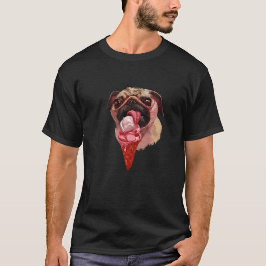 T-shirt Chien Carlin Mangeant de la Crème Glacée Mignon (Devant)