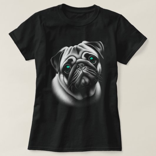 T-shirt Chien Carlin mignon aux yeux turquoise en design o (Design devant)