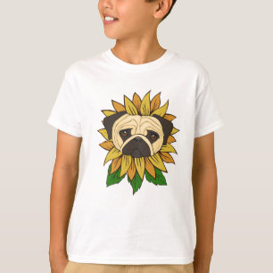 T-shirt Chien Carlin Mignon dans un Tournesol