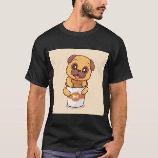 T-shirt Chien Carlin Mignon Enlacent Tasse à Café Dessin V