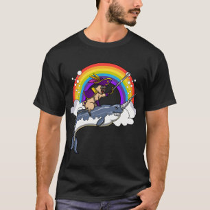 T-shirt Chien Carlin Pirate à Cheval sur Licorne des Mers