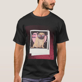 T-shirt Chien carlin portant des lunettes