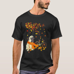 T-shirt Chien carlin Sur Vélo Citrouille Autumn Leaf Fall