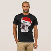 T-shirt Chien Casquette de Noël de Chien Gros (Devant entier)