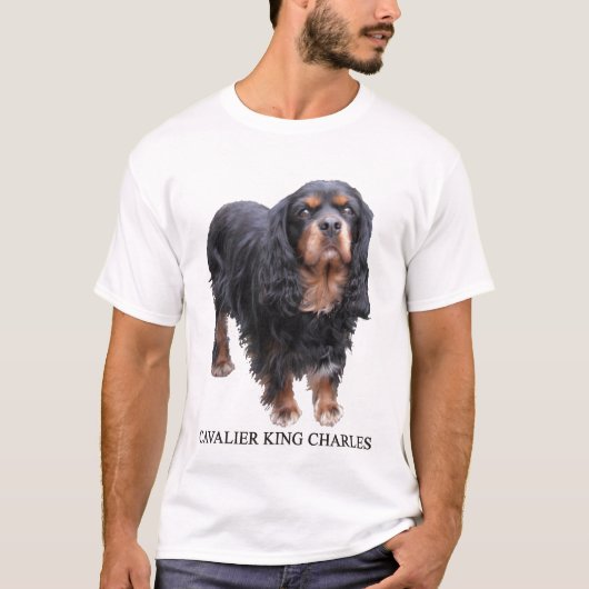 T-shirt Chien cavalier noir et Brown du Roi Charles (Devant)