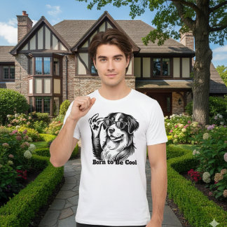 T-shirt Chien Chanceux Cool Lunettes de soleil Chien au Tr