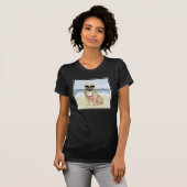 T-shirt Chien chaud | Chiot En Lunettes De Soleil À La Pla (Devant entier)