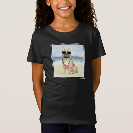 T-Shirt Chien chaud | Chiot En Lunettes De Soleil À La Pla (Devant)