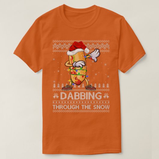 T-shirt Chien Chaud Dabbing À Travers La Neige Vilain Chie (Design devant)