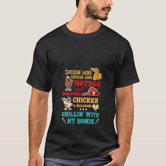 T-shirt Chien Chaud De L'Aile De Poulet Et Bologne Poulet  (Devant)