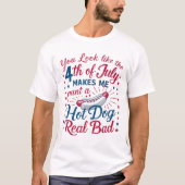 T-shirt Chien chaud humoristique, rouge, blanc et bleu (Devant)