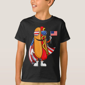 T-shirt Chien Chaud Lunettes Drapeau Américain Usa Drôle 4