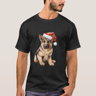 T-shirt Chien chéri allemand mignon avec Santa Hat Chri