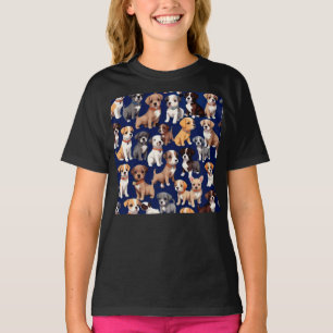 T-shirt Chien Chien Chien bleu de la marine Design Motif
