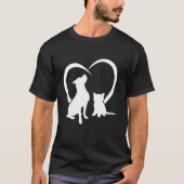 T-shirt Chien Chien Chien Chien et Bébé Chat Coeur Cute Ch (Devant)