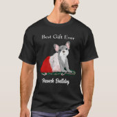 T-shirt Chien-chien français Chien-chien à Santa Hat (Devant)