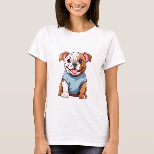 T-shirt Chien-chien mignon et heureux (Devant)