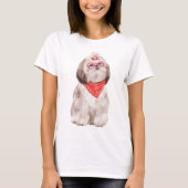 T-shirt Chien chih tzu chiot peint à la main (Devant)