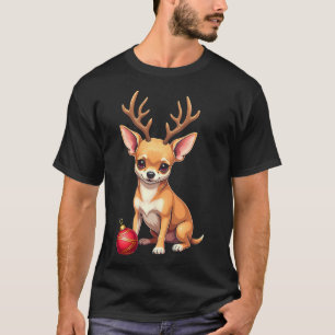 T-shirt Chien Chihuahua Renne Noël Amateur de Chien Drôle