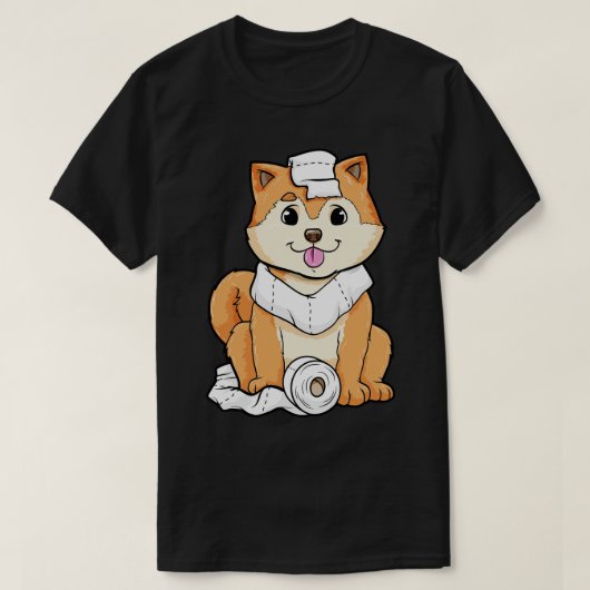 T-shirt Chien chiot avec rouleau de papier toilette (Design devant)