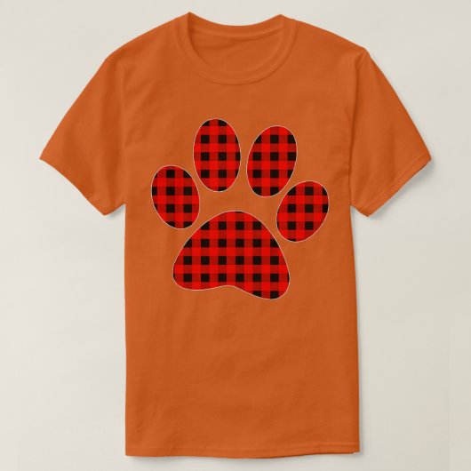 T-shirt Chien chiot Empreinte de patte Red Plaid Matching  (Design devant)